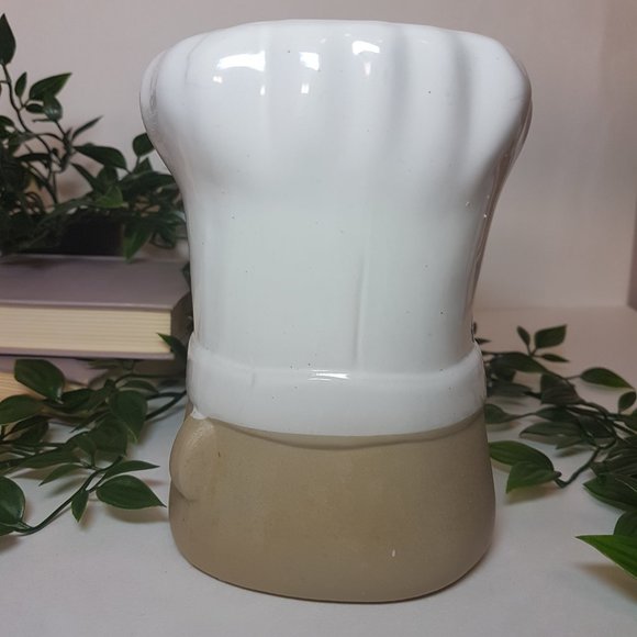 Ceramic Chef Head Kitchen Utensil Holder Baker Baking Cook Cooking Tool Storage - Picture 5 of 14